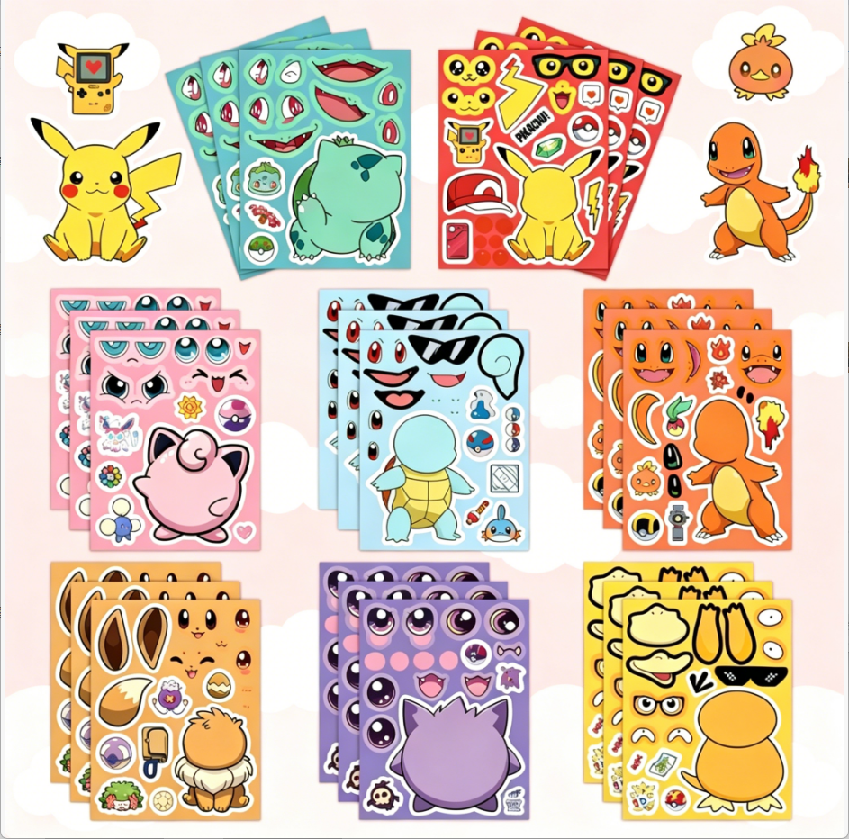 Model Kit Diorama - 16 Sheets Pokemon Make a Face