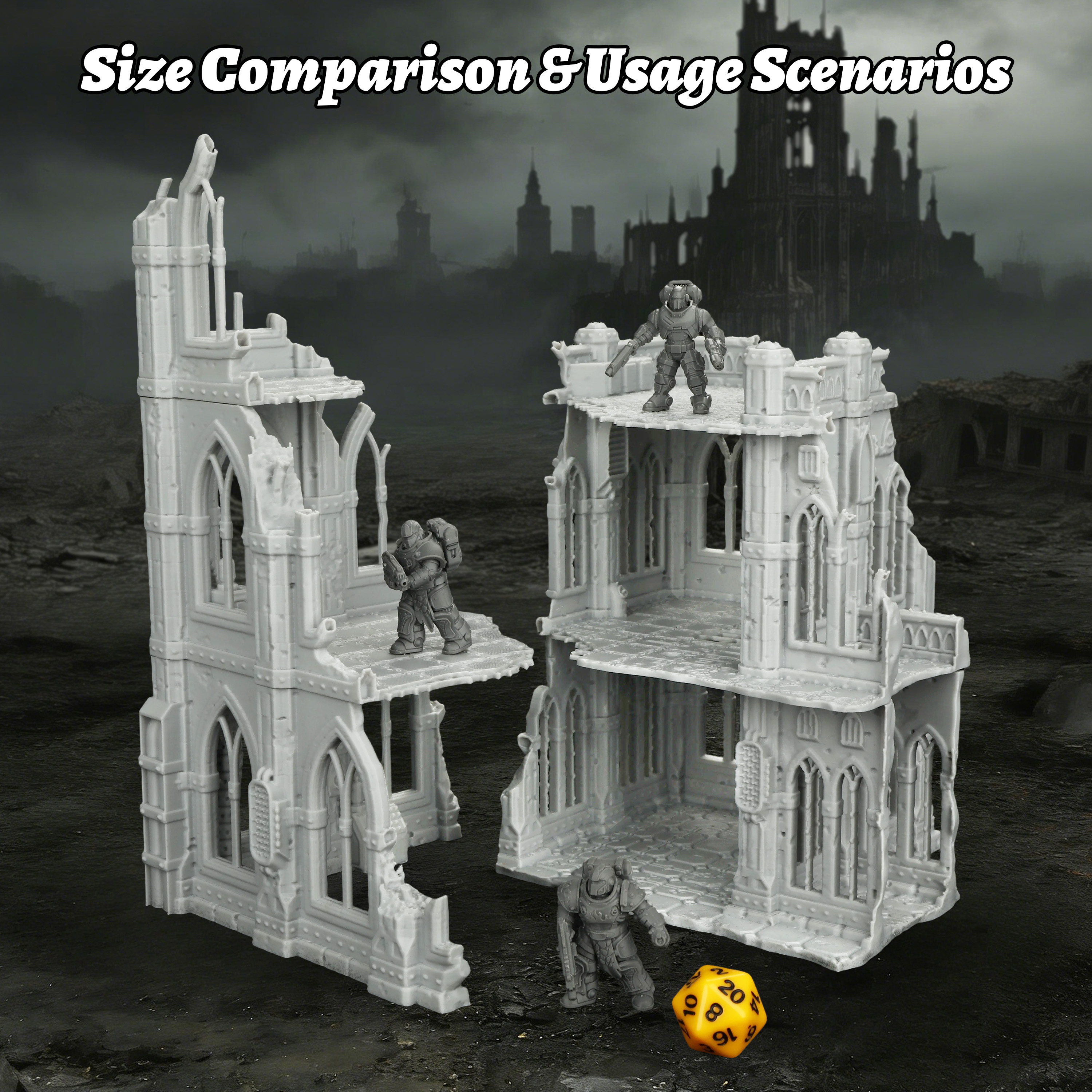 Model Kit Diorama - Sci-Fi Ruins Building Miniature Set, Fantasy
