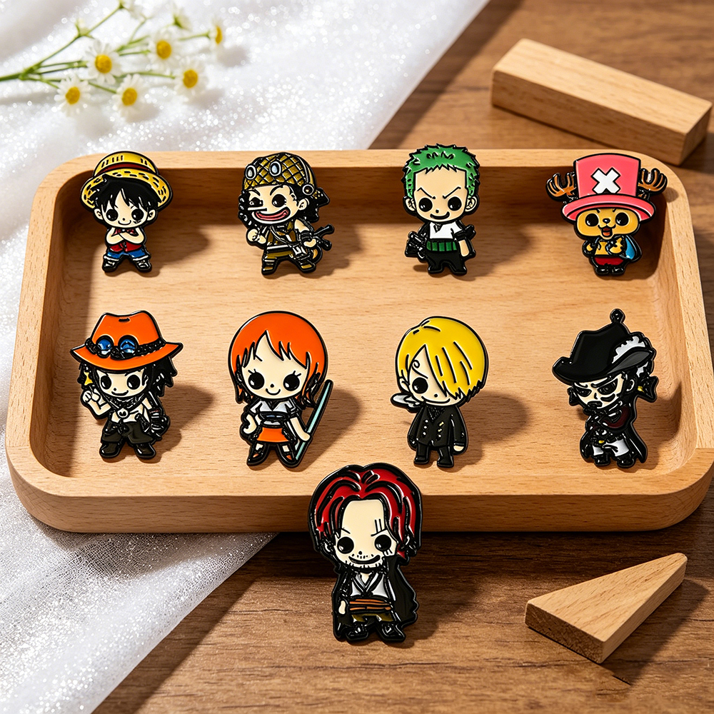 Model Kit Bandai - 9pcs One Piece Anime Enamel Pins